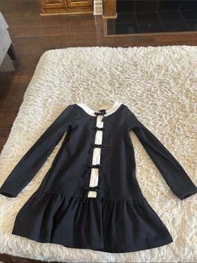 Janie and Jack Black Dress with Ivory Placket